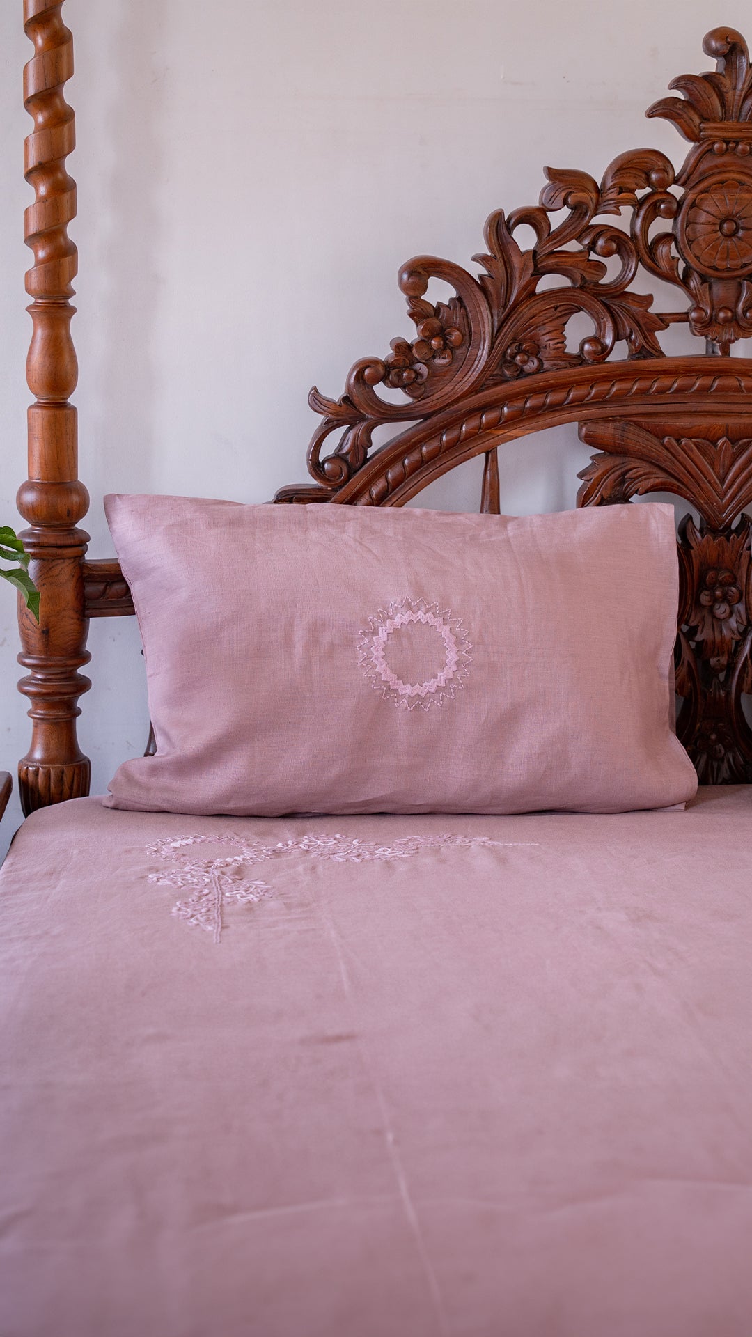 Pink Organic Linen Bedsheet OLBS2