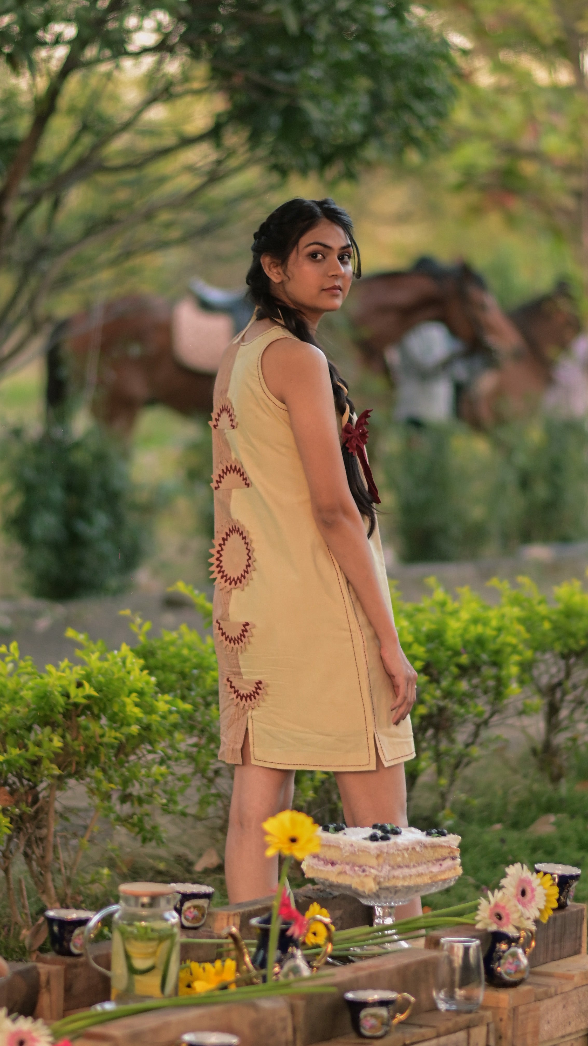 Dual Striped Champagne Dress