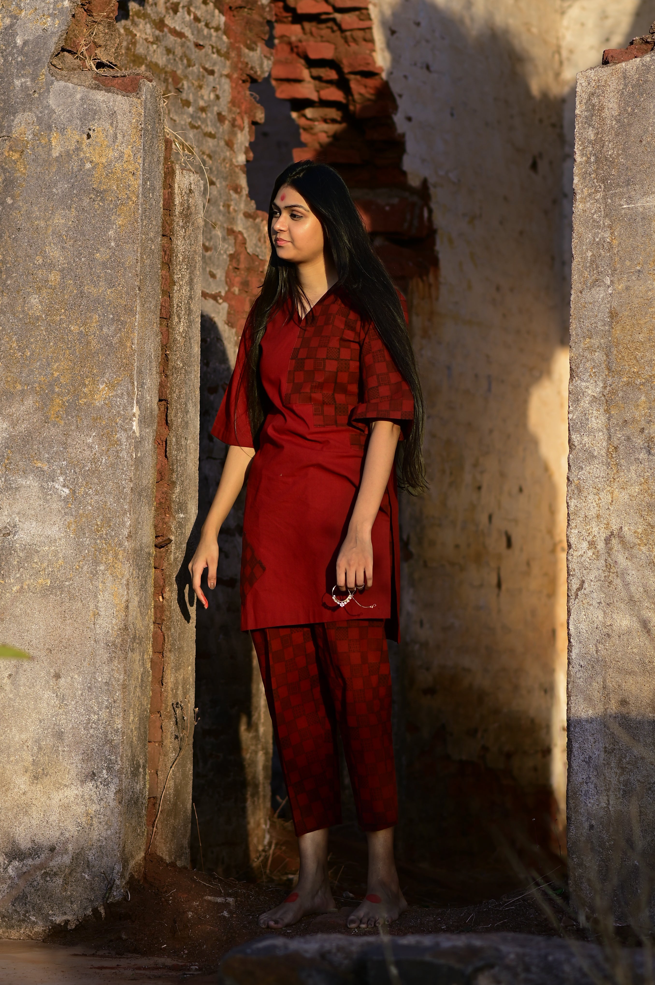Checkered Pajama Pant w/ Kurta
