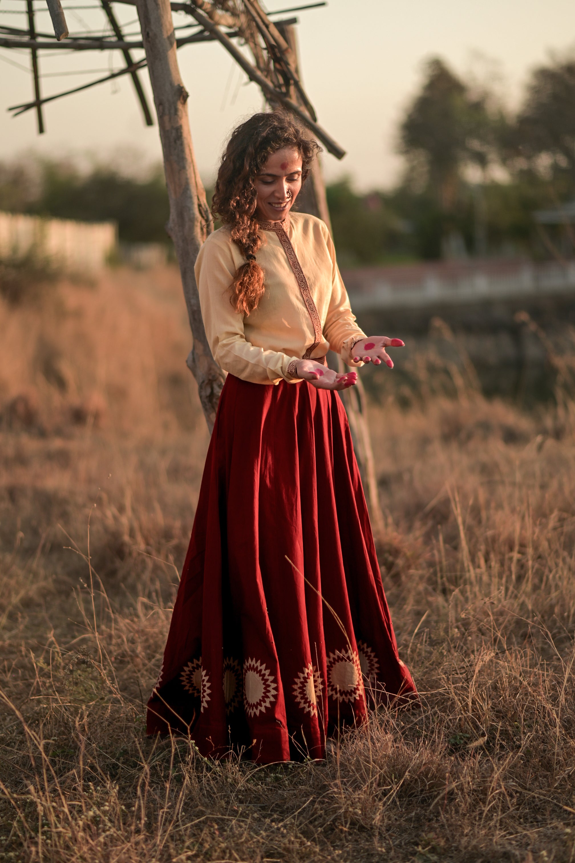 Kalidaar Lehenga Skirt w/ Bandhgala Shirt