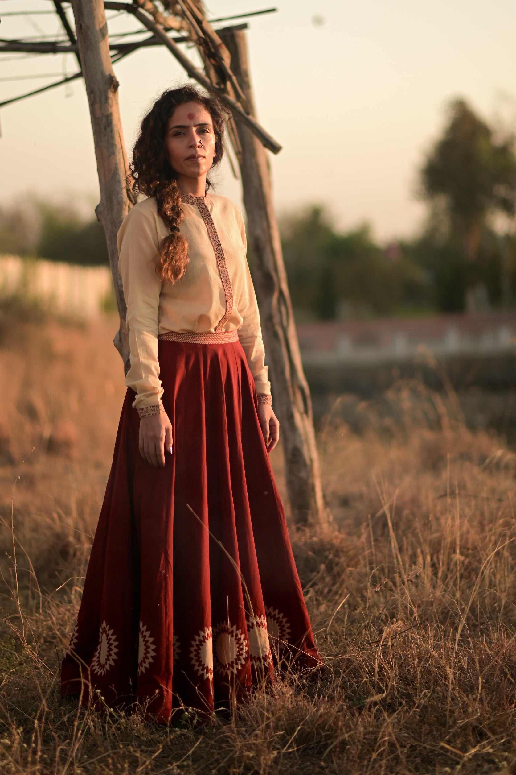 Kalidaar Lehenga Skirt w/ Bandhgala Shirt